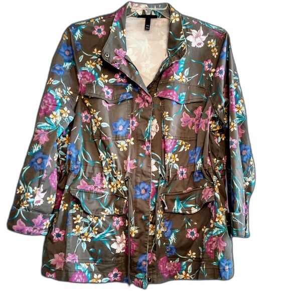Lane Bryant Floral Chore Coat Barn Jacket Women's 18/20 Lightweight Unlined - Picture 1 of 6